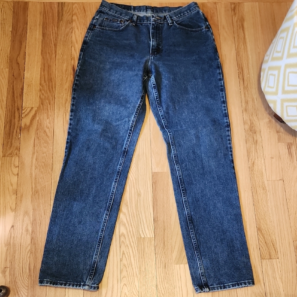 Riders by Lee Dark Blue Straight Leg Jeans Vintage 100% Cotton Size 32 5 Pocket